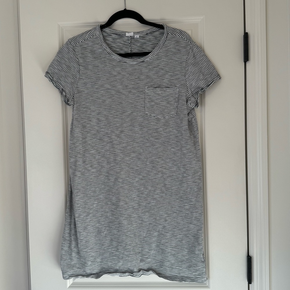 Gap Factory Stripe Pocket Tshirt Dress Black White Stripe Size M